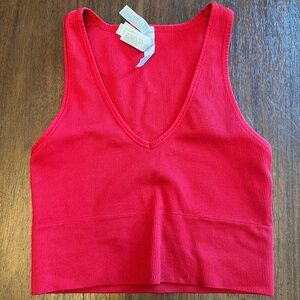 Athleta - Aurora Seamless Crop Ribbed Tank - Red Small (S)